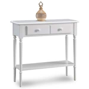 Coastal Notions 30 in. Silky Painted Orchid White Narrow Hall Stand/Sofa Table with Shelf