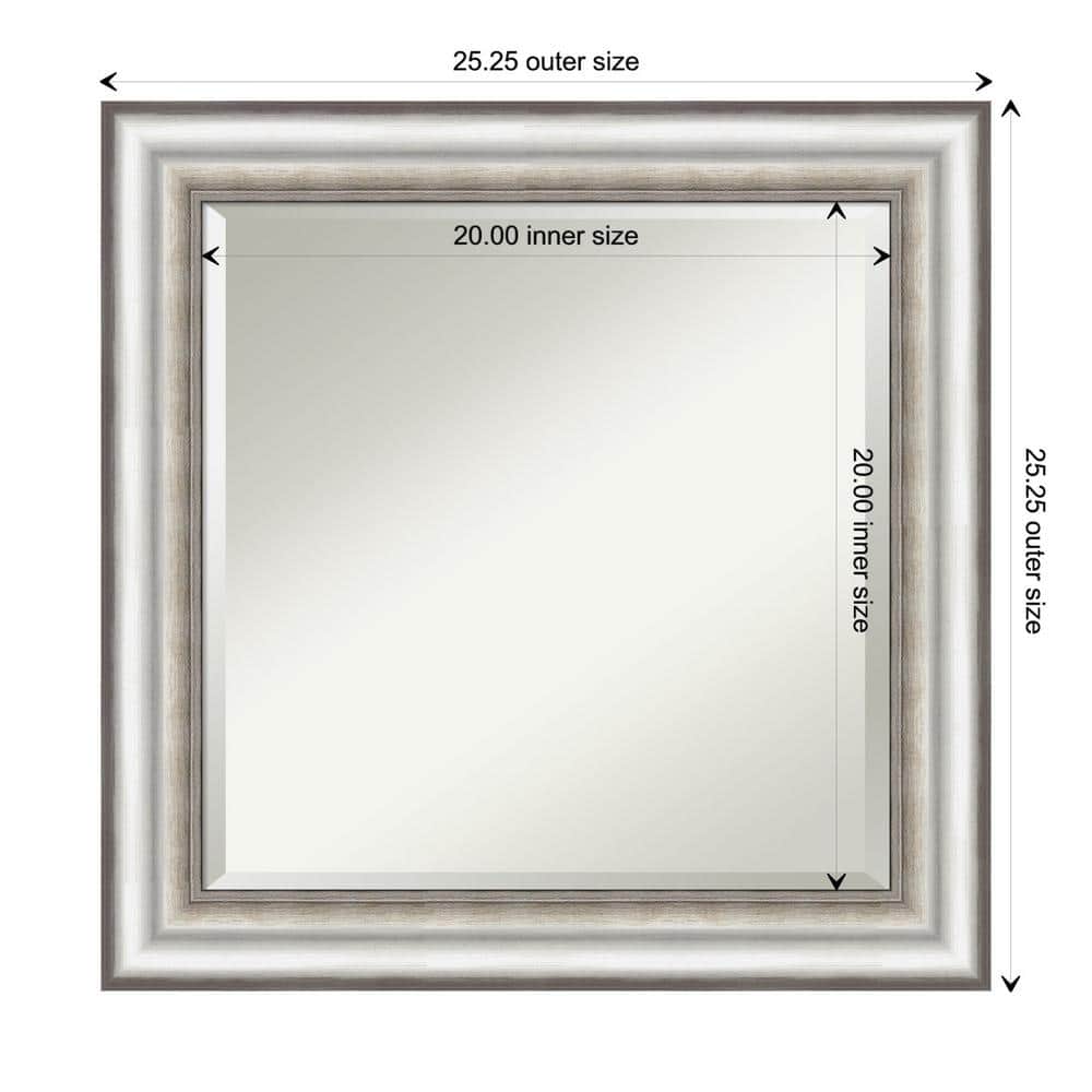 Salon Silver 25" Square Wall Mirror with Brushed Polystyrene Frame