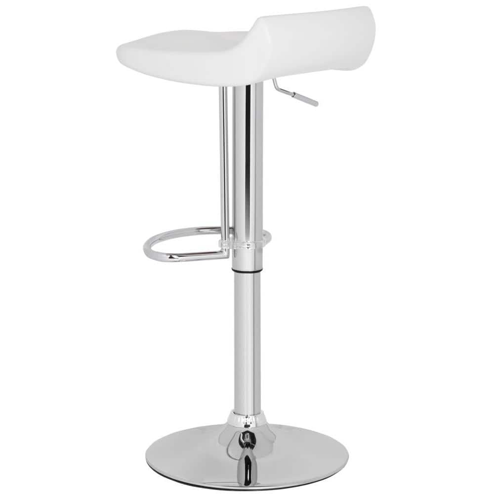 Avish Transitional Swivel Bar Stool in White with Chrome Frame