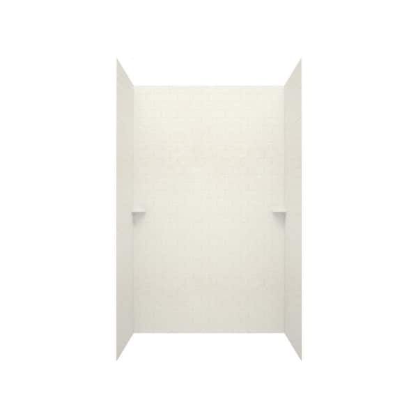 Swan 36 in. x 36 in. x 72 in. 3-Piece Solid Surface Subway Tile Easy Up Adhesive Alcove Shower Surround in White