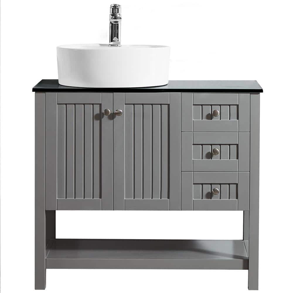 Reviews for ROSWELL Modena 36 in. W x 18 in. D Vanity in Grey with