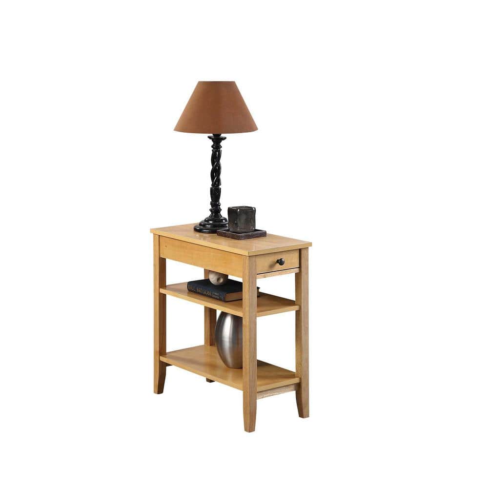 Natural Wood 24" Rectangular End Table with Storage
