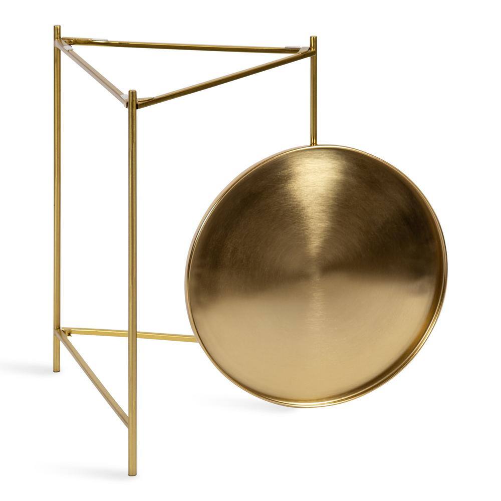 Ulani Nesting Side Table Set, Walnut Brown Wood and Gold Metal