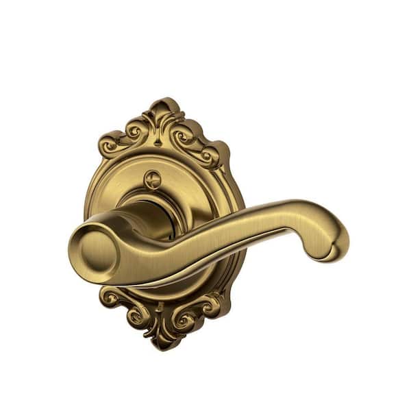 Schlage Brookshire Collection Flair Antique Brass Right-Hand Dummy Lever