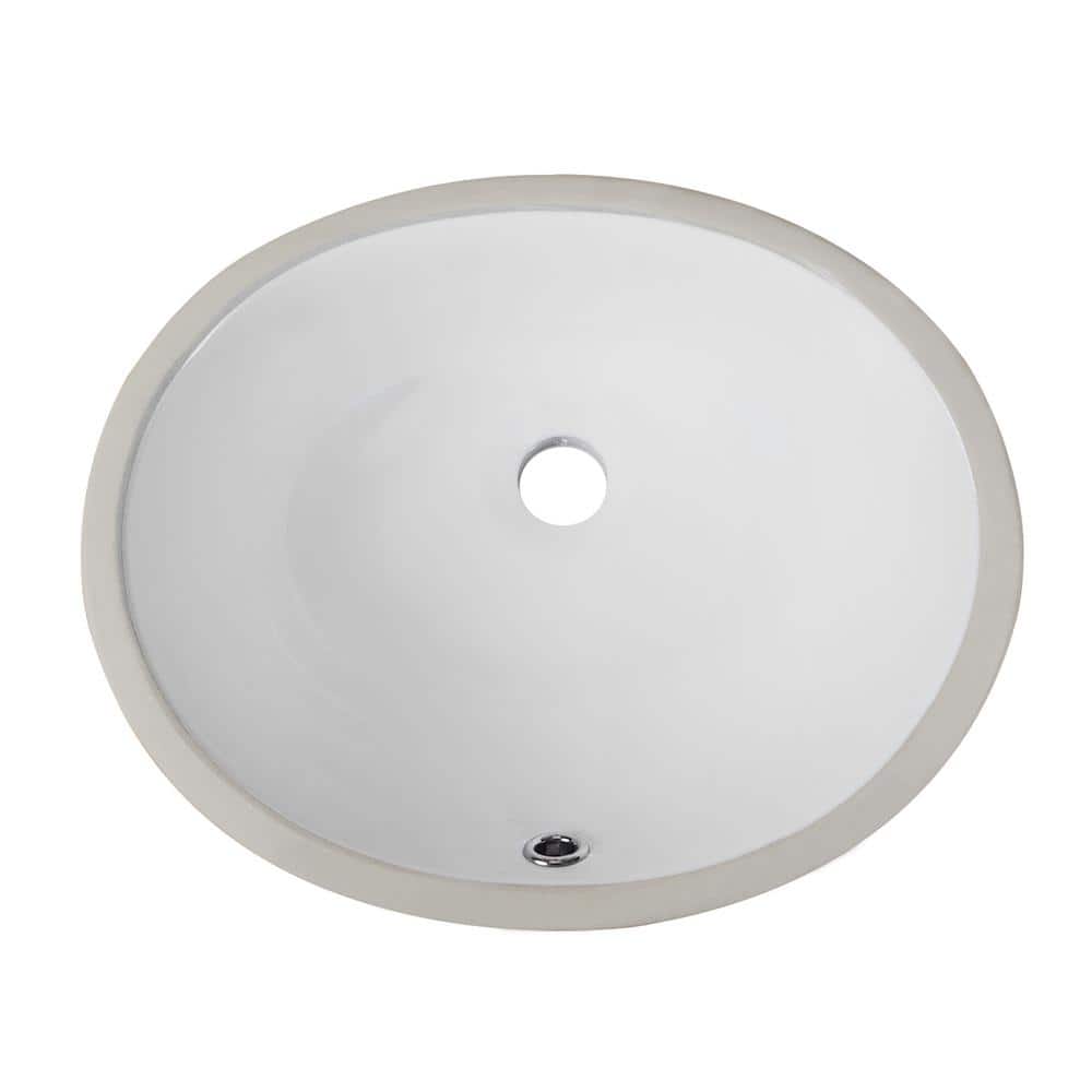 16.54" White Ceramic Oval Undermount Bathroom Sink