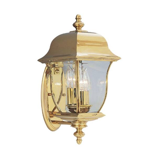 Designers Fountain Oak Harbor 3-Light Polished Brass Outdoor Wall-Mount Lantern