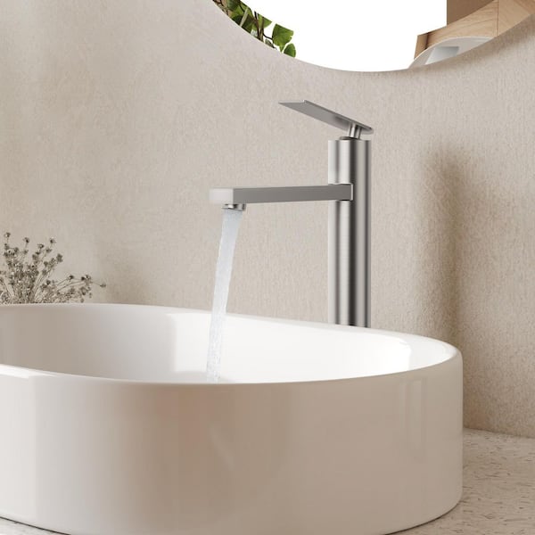 12 in. Faucet Height Single Handle Single Hole Bathroom Faucet 1.2 GPM Spot Resistant in Brushed Nickel