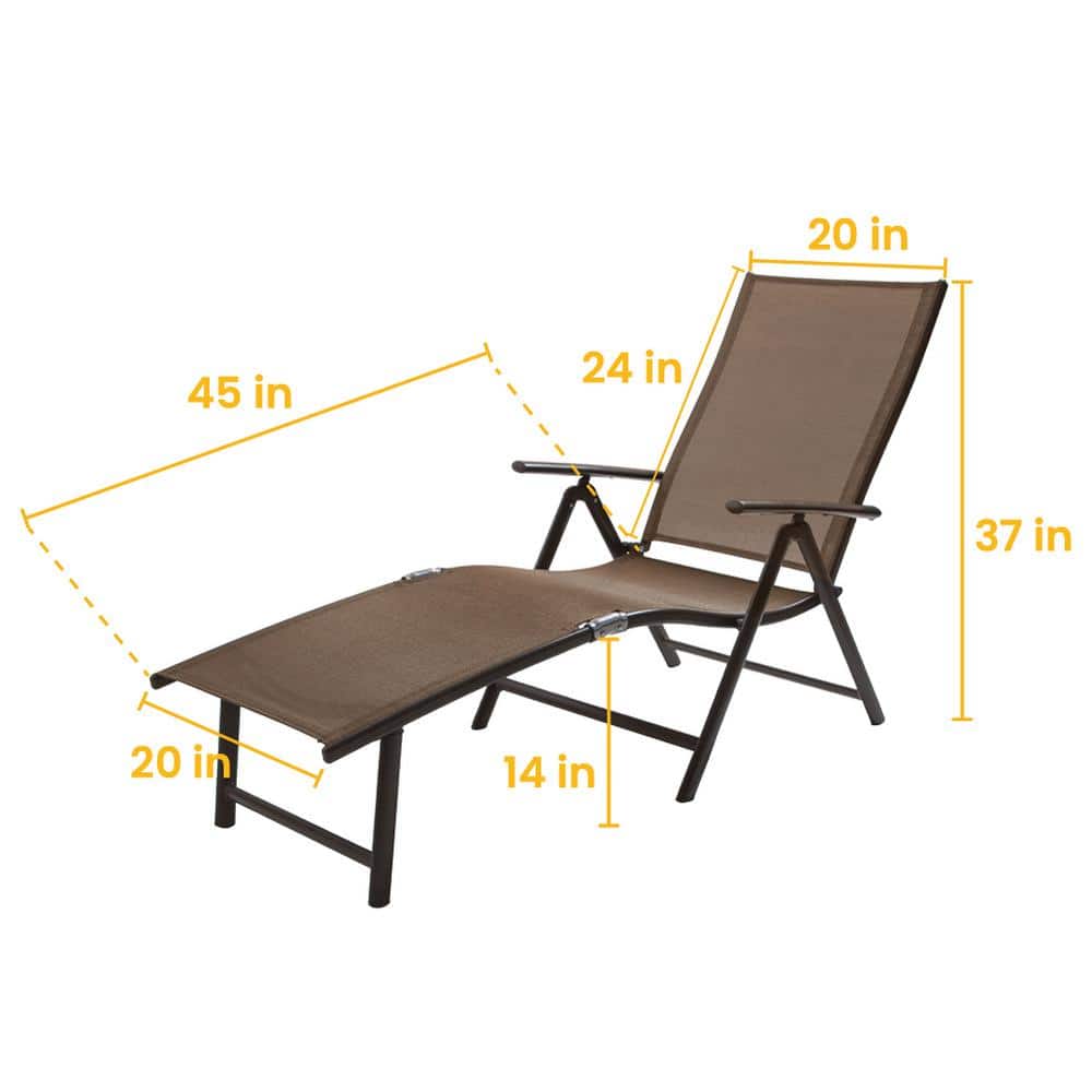 Brown Aluminum Outdoor Chaise Lounge with Textilene Fabric