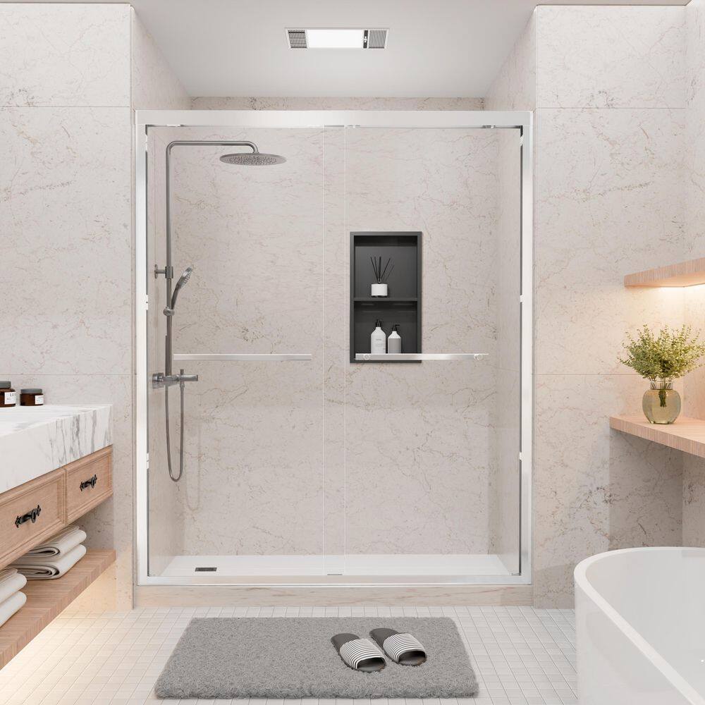 44 in. - 48 in. W x 72 in. H Double Sliding Framed Shower Door in Chrome with Frosted Glass price history on PriceWatchPro