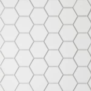 Le Cafe Hexagon 2 in. x 2 in. Matte White Porcelain Mosaic Tile (9.87 sq. ft./Case)