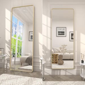 65 in. W x 22 in. H Rectangular Aluminum Alloy Framed and Tempered Glass Wall Bathroom Vanity Mirror in Brushed Gold