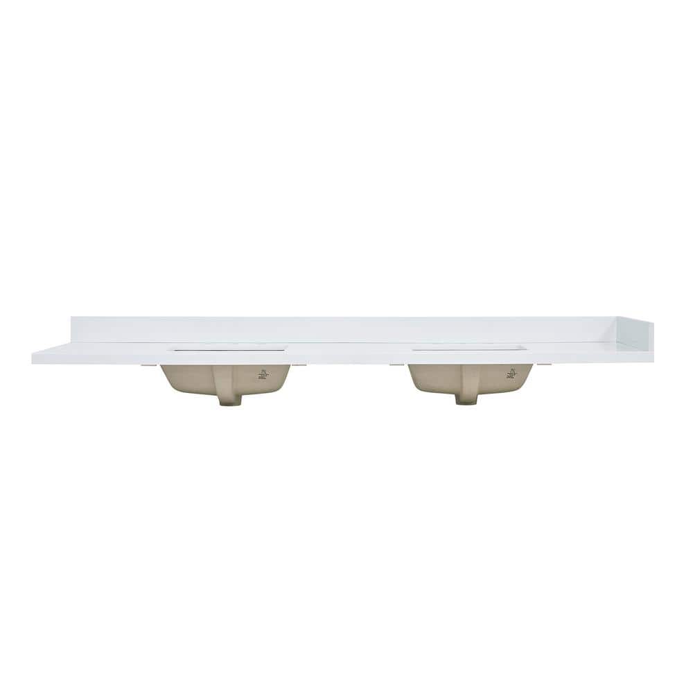 Altair Snow White 84" Engineered Stone Vanity Top with Ceramic Sinks