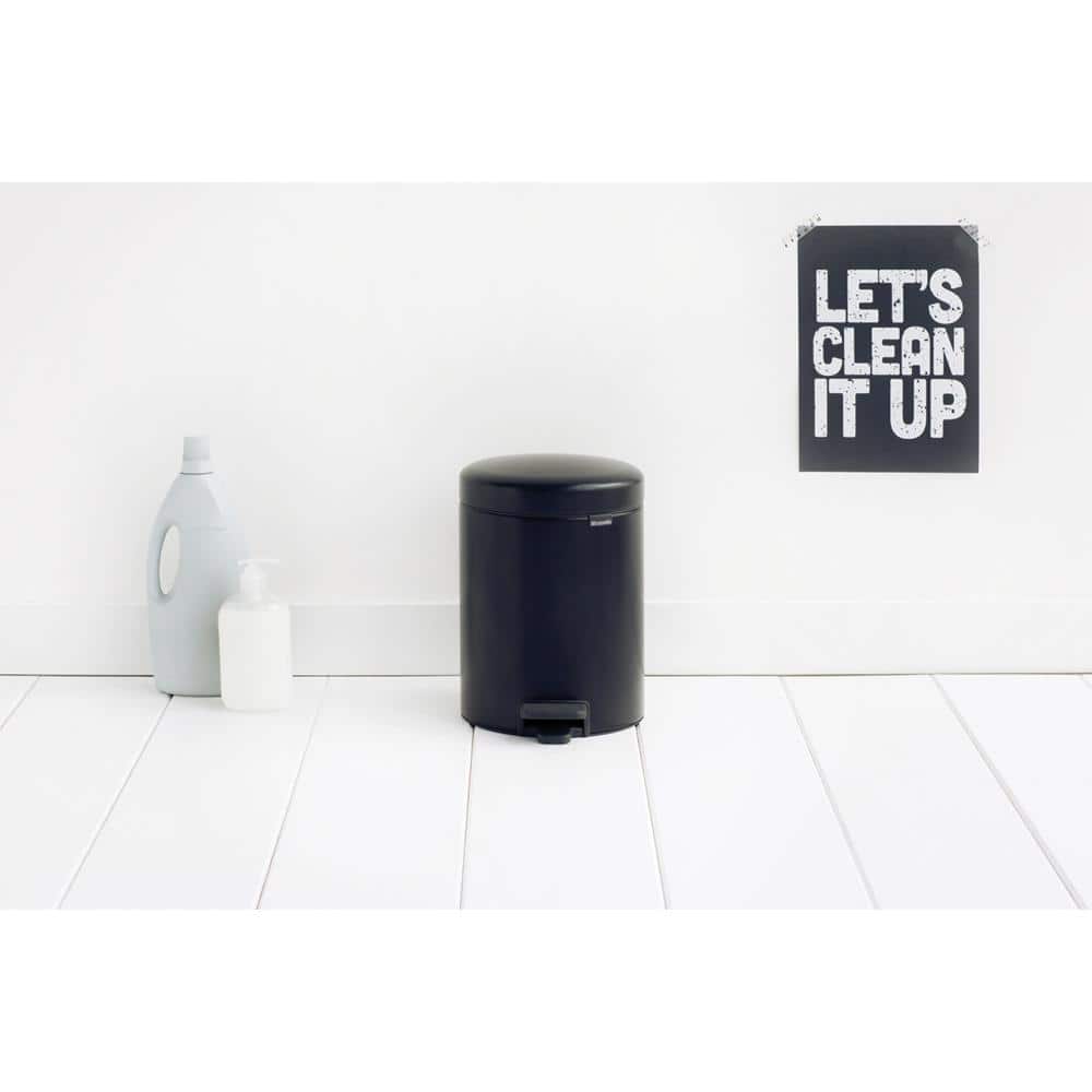 Matte Black Plastic Round Pedal Bin with Soft Closure