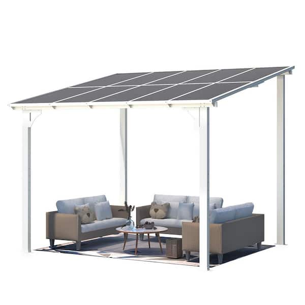 10 ft. x 8 ft. White Aluminum Sloped Roof Patio Cover Outdoor Pergola with UV Protection and Rust-Resistant Patio Canopy