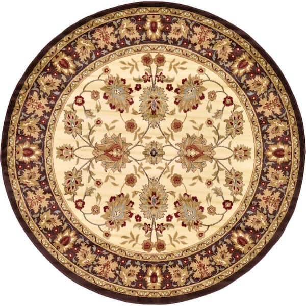 Unique Loom Voyage Springfield Ivory 8' 0 x 8' 0 Round Rug