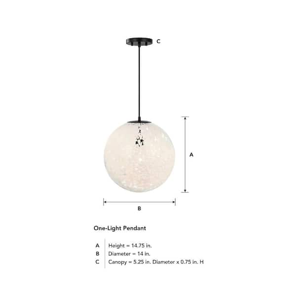Designers Fountain - Circo 60-Watt 1-Light Matte Black Modern Pendant Light with White Art Glass Shade and No Bulbs Included
