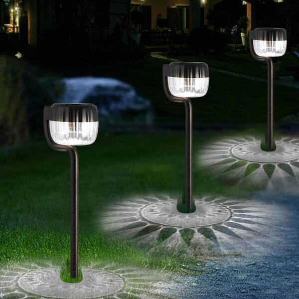 21 in. Black Plastic Solar Powered Landscape Spot Light Garden