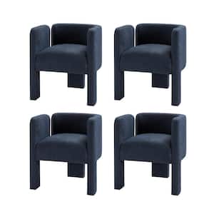 Fabrizius Navy Modern Left-facing Cutout Dining Chair with 3-Legged Design(Set of 4)