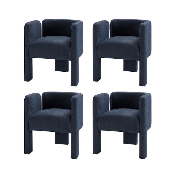 JAYDEN CREATION Fabrizius Navy Modern Left-facing Cutout Dining Chair with 3-Legged Design(Set of 4)