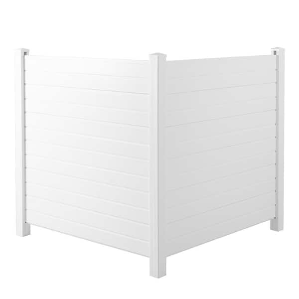 50 in. Vinyl Garden Fence, Privacy Fence Panels Kit, Air Conditioner Trash Can Enclosure Vinyl-White