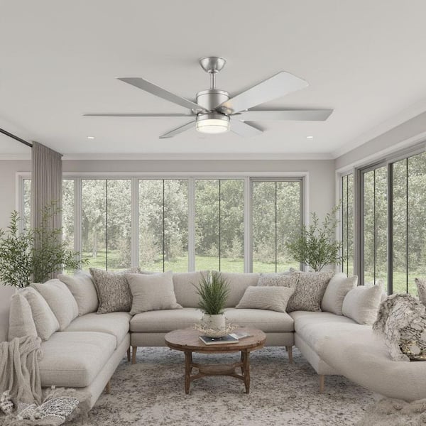 Collingstone 54 in. Integrated LED Indoor Brushed Nickel Ceiling Fan with Light Kit