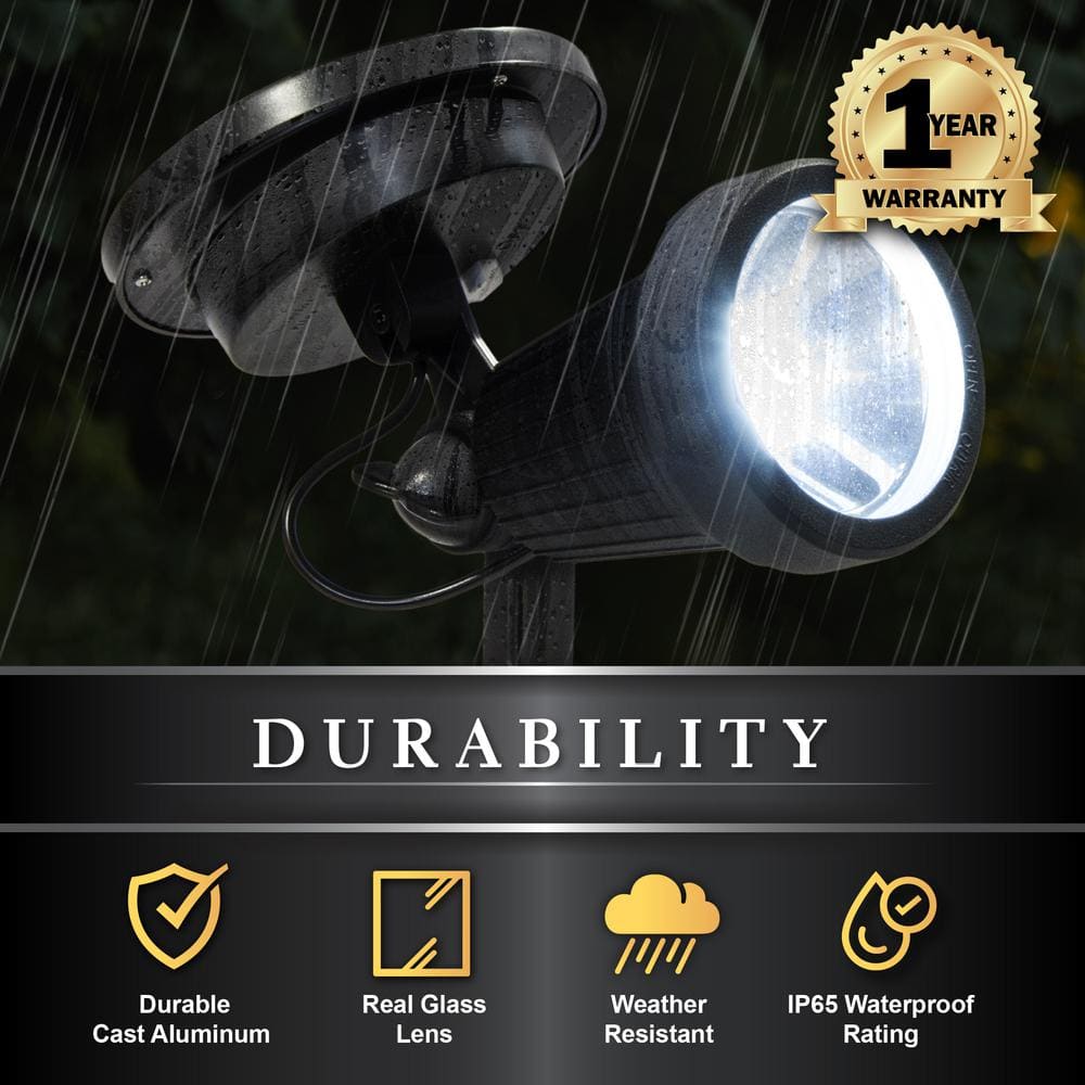 Black Aluminum Solar LED Landscape Spotlight