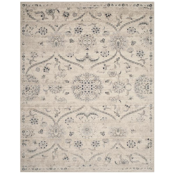 SAFAVIEH Carnegie Cream/Light Gray 8 ft. x 10 ft. Floral Geometric Area Rug