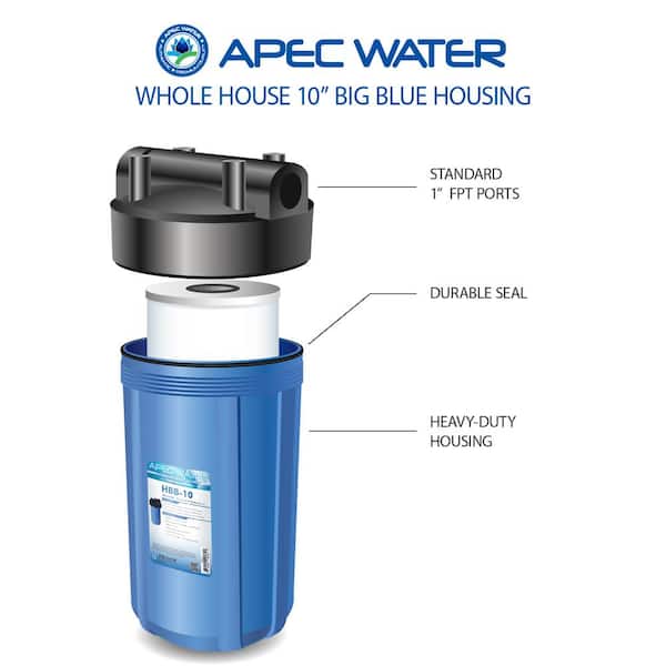 Details about   2 Big Blue 10-Inch Whole House Water Filter Clear Housing 1-Inch Outlet/Inlet 