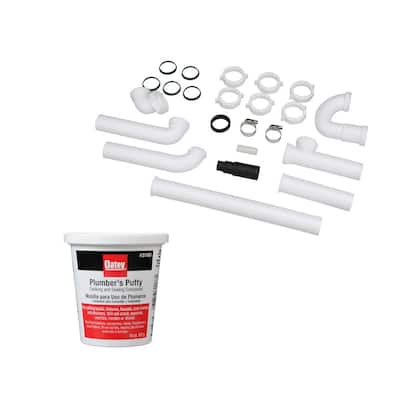 1-1/2 in. White Plastic Slip-Joint Garbage Disposal Install Kit with 14 oz. Plumber's Putty