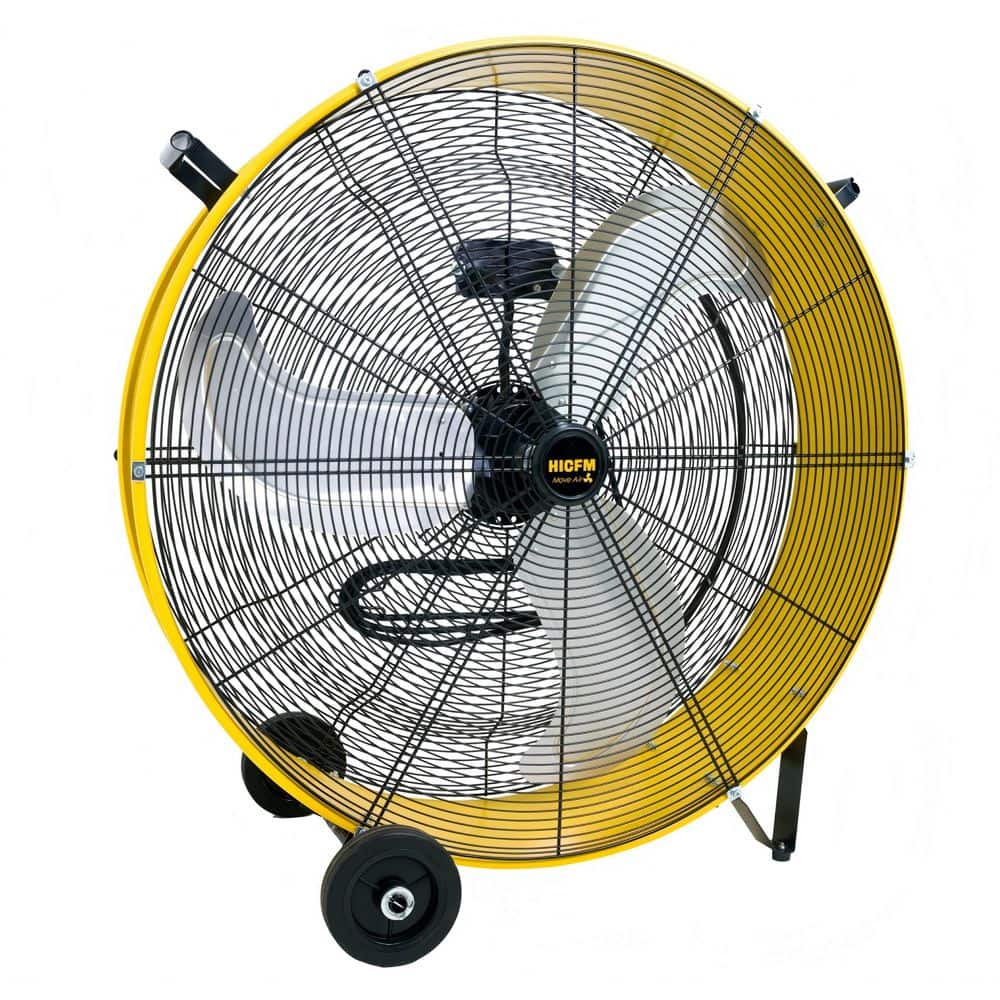 Atemomen 30 in. Yellow Drum Fan, 1/3HP motor, 9 ft. cord. Ideal for workshops, etc. High velocity, good for air circulation