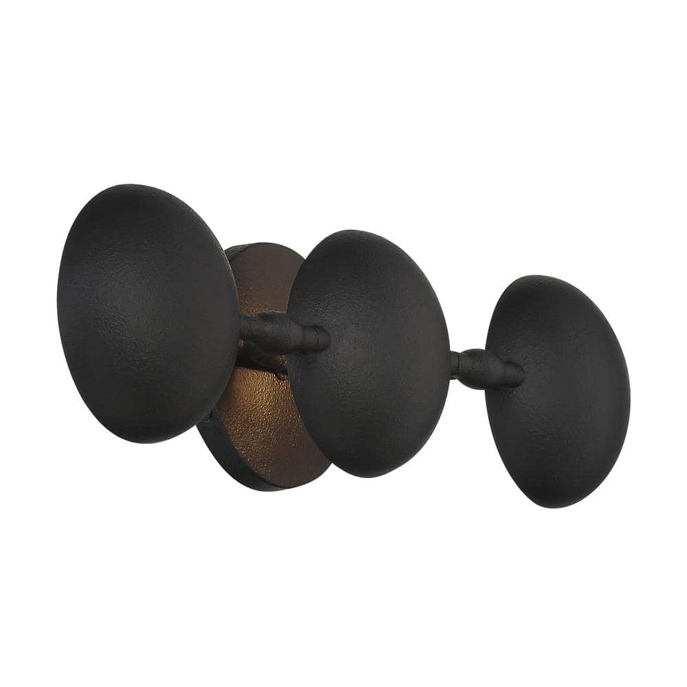 Modern Black Iron 3-Light Wall Sconce with Steel Shades