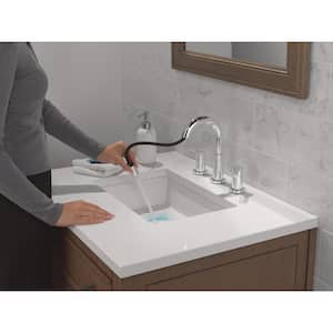 Nicoli 8 in. Widespread Double Handle Bathroom Faucet with Drain Included in Chrome