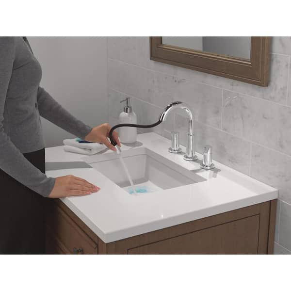 Nicoli Pull-Down Spout 8 in. Widespread Double Handle Bathroom Faucet Drain Included in Chrome