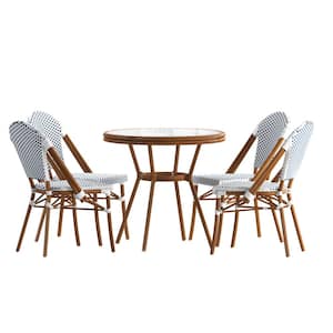 Brown 5-Piece Aluminum Outdoor Dining Set