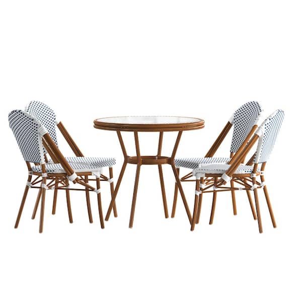 Brown 5-Piece Aluminum Outdoor Dining Set