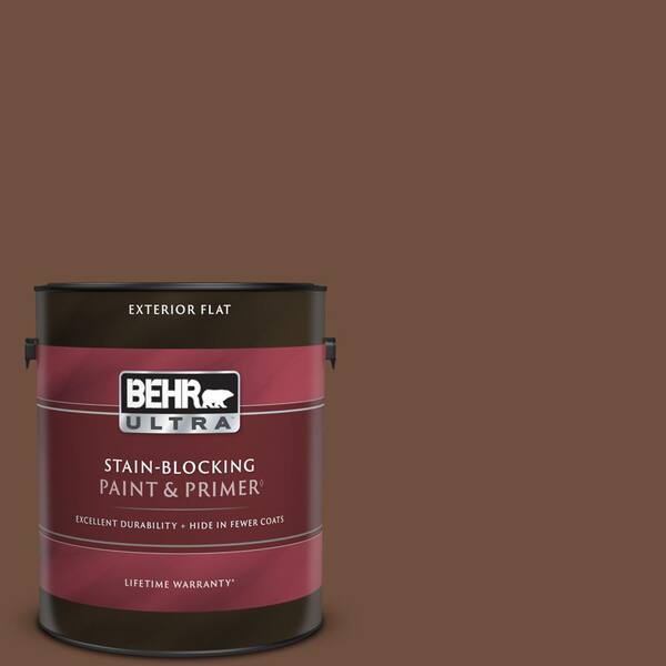 BEHR ULTRA 1 gal. #ICC-81 Traditional Leather Flat Exterior Paint & Primer
