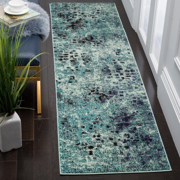 Monaco Light Blue/Multi 2 ft. x 10 ft. Geometric Runner Rug