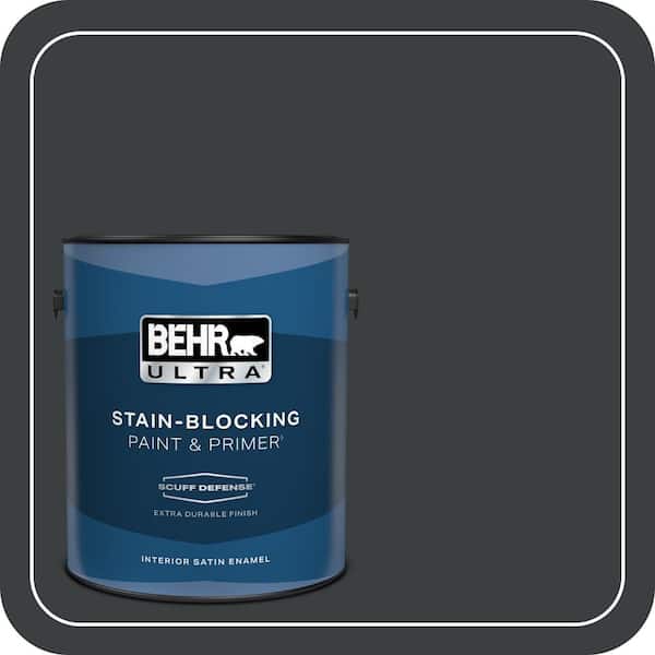 BEHR ULTRA 1 gal. #ECC-25-3 Obsidian Stone Extra Durable Satin Enamel Interior Paint & Primer