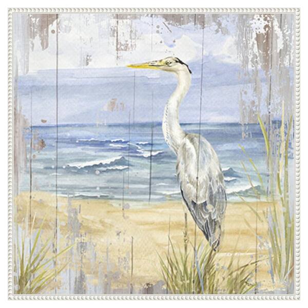 Amanti Art Birds of the Coast Rustic II by Tara Reed 30 in. W x 30 in. H. Canvas Wall Art Print Framed in White