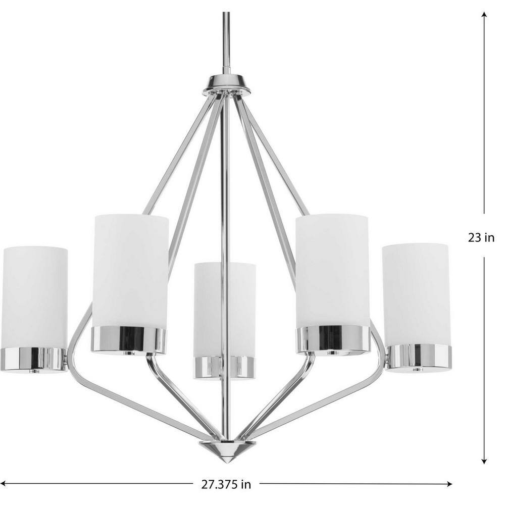 Elevate Mid-Century Modern Polished Chrome 5-Light Chandelier