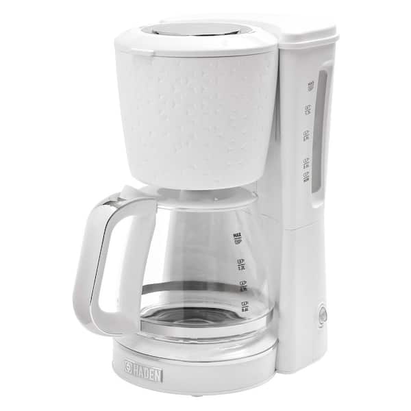 HADEN Starbeck 1.5 l 10 Cup Drip Coffee Maker with Textured PP/ABS Body and Glass Coffee Carafe, Bright White