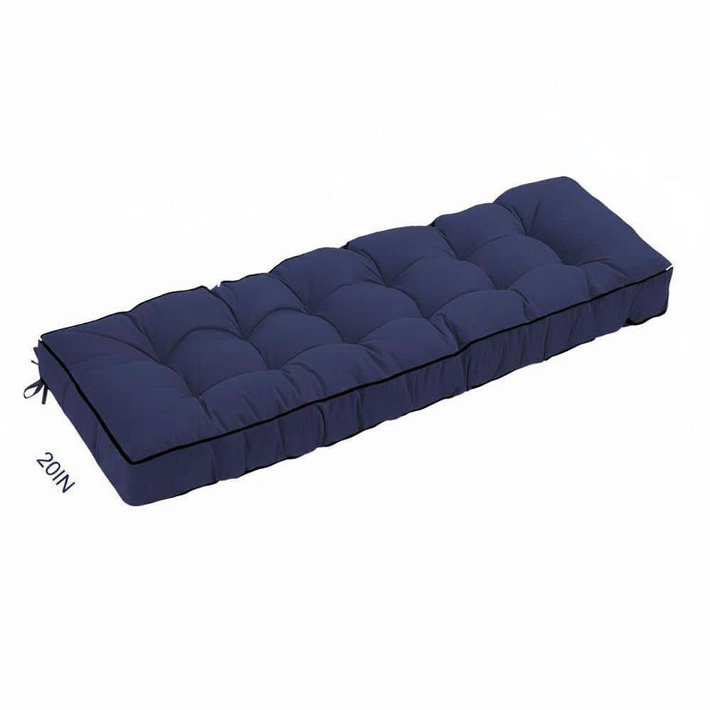 63 in. x 20 in. Outdoor Tufted Bench Cushion for Patio Furniture, Wicker Settee Loveseat Seat Cushion in Navy Blue