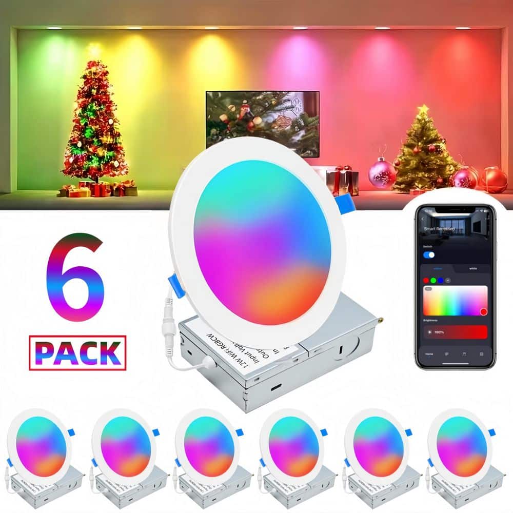 5 in. / 6 in. Integrated LED Color Changing 1320-Lumens Dimmable Wi-Fi Compatible Smart Recessed Light Kit (6-Pack) price history on PriceWatchPro