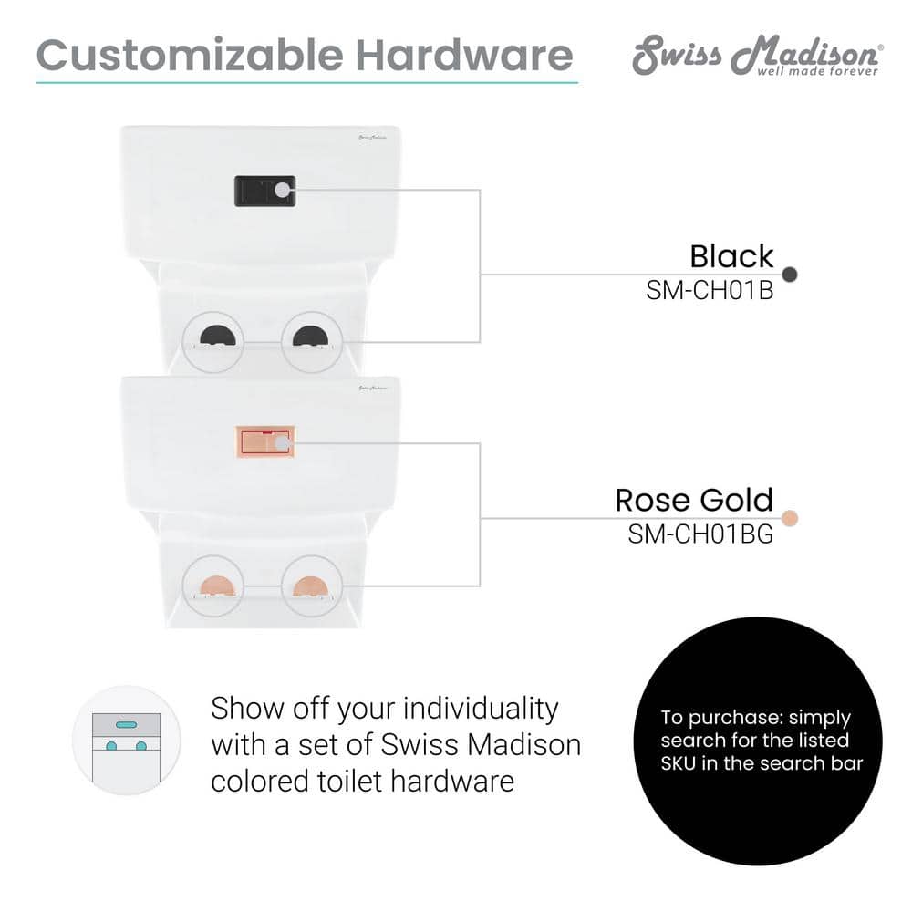 Glossy White Elongated Dual Flush One-Piece Toilet