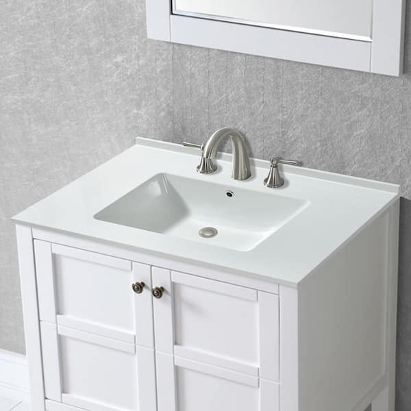 WOODBRIDGE Nuneaton 31 in. W x 22 in. D Single Basin Solid Surface Vanity Top in Glossy White with Integrated White Basin