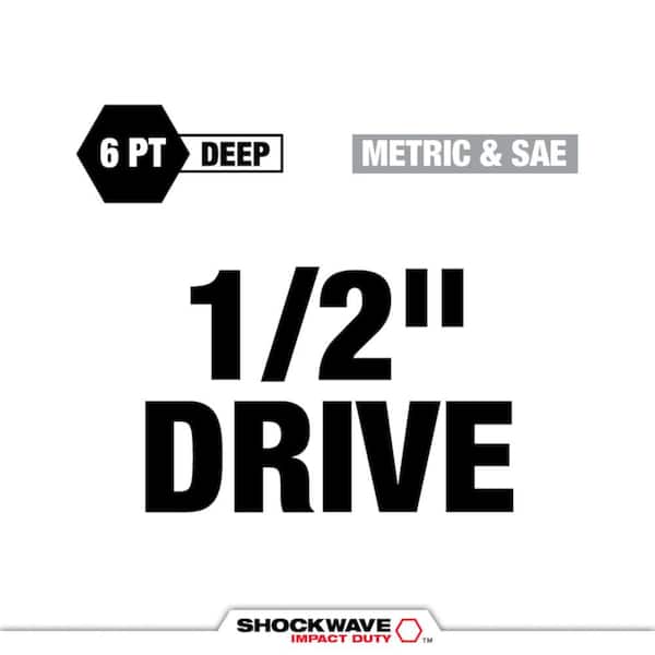 SHOCKWAVE Impact-Duty 1/2 in. Drive Deep SAE & Metric Lug Nut Impact Socket Set (5-Piece)