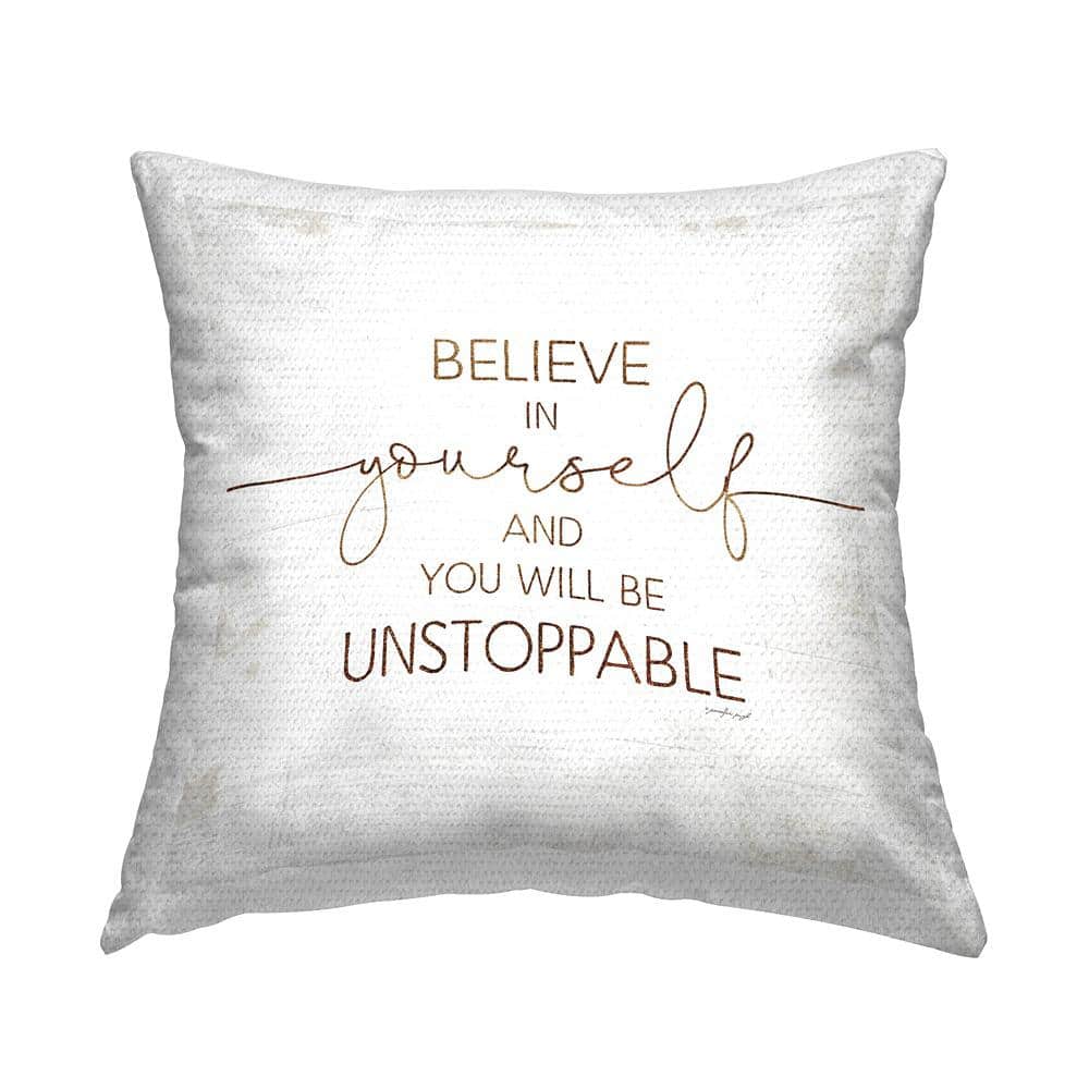 Believe In Yourself Be Unstoppable Phrase Rustic Typography Off-White Square Outdoor Throw Pillow price history on PriceWatchPro