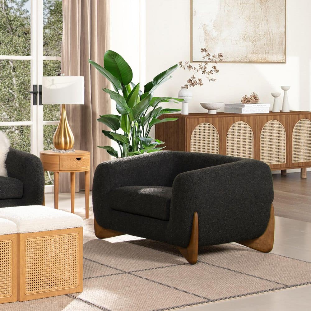Alpine 44 in. Sherpa Living Room Arm Chair Ebony Black Boucle price history on PriceWatchPro