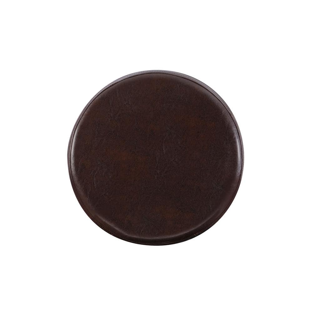 Elegant Maya 24" Brown Swivel Backless Wooden Counter Stool