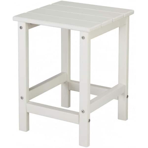White Square HDPE Side Table-Durable Weather-Resistant Outdoor Table for Patio, Living Room, Garden (36 x 36 x 47cm)